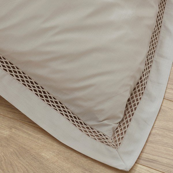 Helepruun pikendatud voodipesu kaheinimesevoodile 230x220 cm Classic Lattice Lace - Catherine Lansfield-image-3