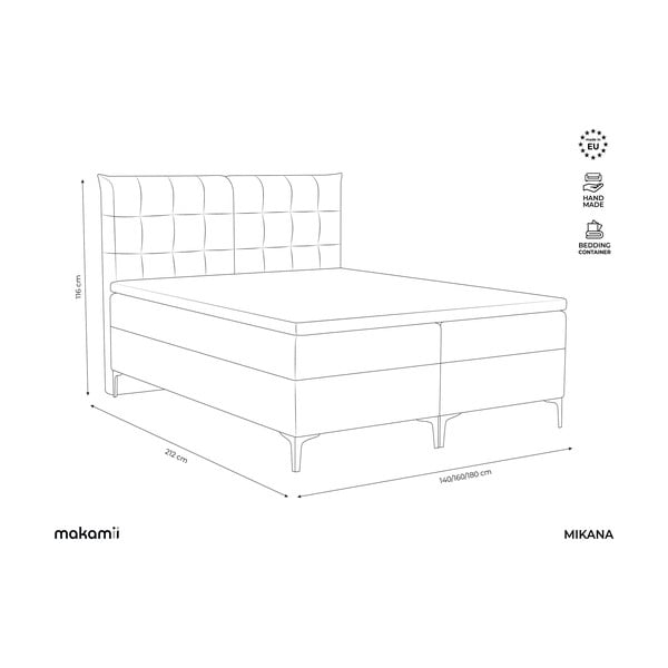 Roheline boxspring voodi panipaigaga 140x200 cm Mikana – Makamii-image-3