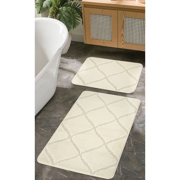 Kreemid vannitoamatid 2tk komplektis 50x80 cm Cizgili - Foutastic-image-1