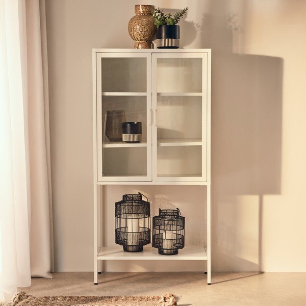 Valgest terasest vitriinkapp 75x150x35 cm Acier - Premier Housewares-image-2