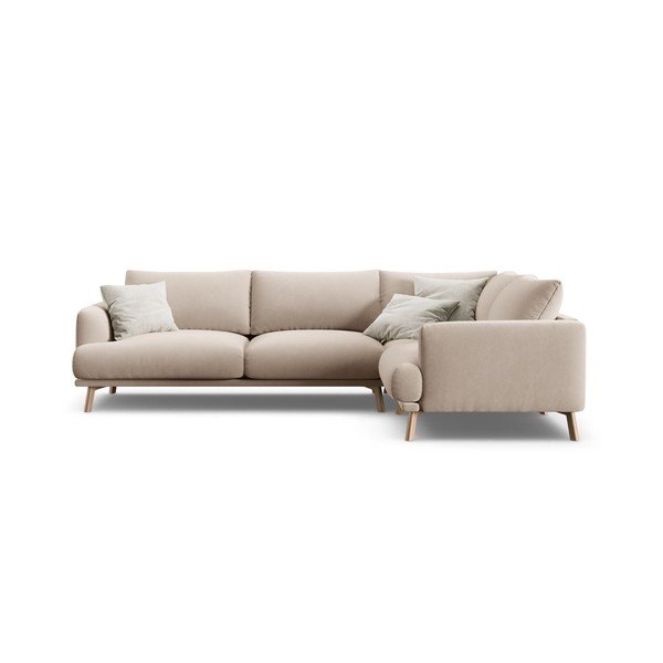 Beež sametist nurgadiivan (parem nurk/L-kujuline) Naomi - Micadoni