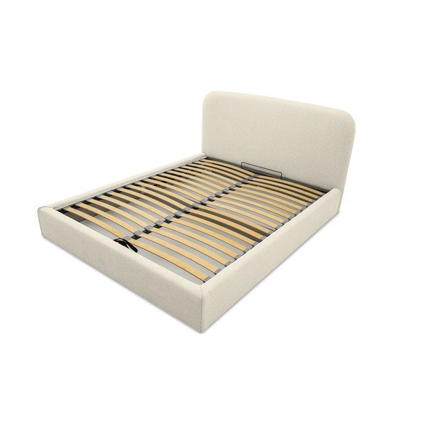 Kreem polsterdatud kaheinimesevoodi koos panipaiga ja voodipõhjaga 140x200 cm Sea - Scandic-image-4