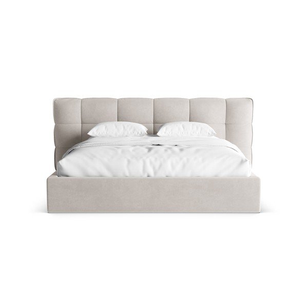 Beež polsterdatud kaheinimesevoodi koos panipaiga ja voodipõhjaga 180x200 cm Eric - Micadoni-image-4