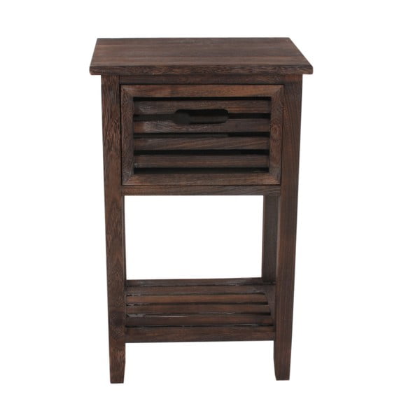 Hnědý dřevěný noční stolek na nožičkách Mendler Shabby