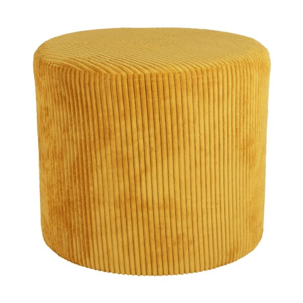 Žlutý manšestrový puf Leitmotiv Glam, ⌀ 47 cm