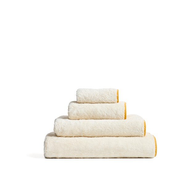 Kollane/valge frotee-puuvillane rätik 50x90 cm Sedora - Kave Home-image-3