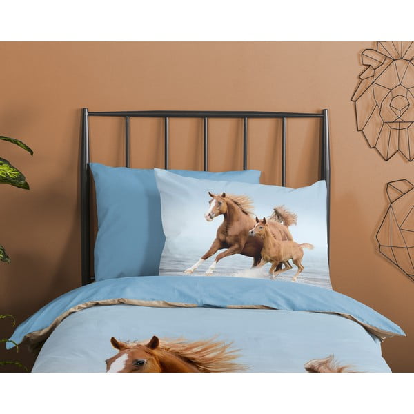 Sinine puuvillane laste voodipesu üheinimesevoodile 140x200 cm Free - Good Morning-image-2