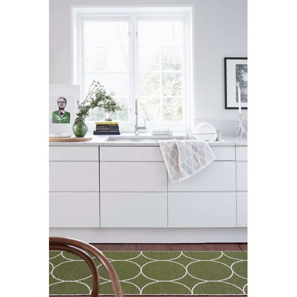 Tumeroheline sise/välisvaip 70x100 cm Boo Dark Olive – Pappelina-image-1