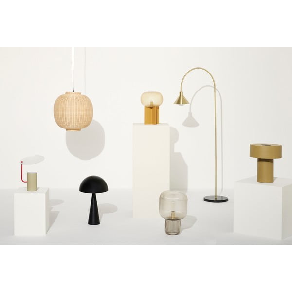 Khaki värvi klaasvarjuga laualamp (kõrgus 35 cm) Disc - Hübsch-image-4