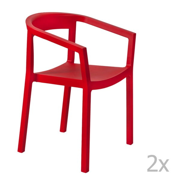 Sada 2 červených zahradních židlí s područkami Resol Peach