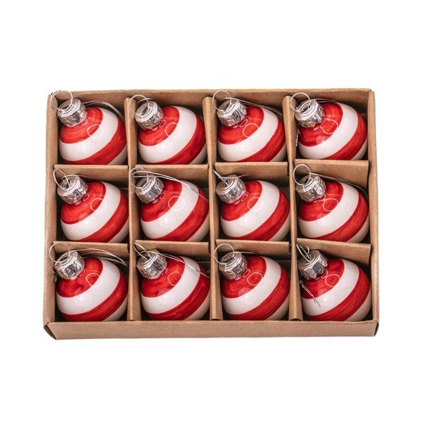 Käsitsi valmistatud klaasist jõulukuulid, 12 tk, ø 3 cm Bauble Stripe – Sass & Belle-image-1