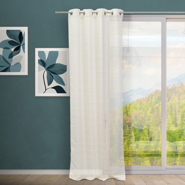 Valge-beež linasegust kardin 140x260 cm Nodes - Casa Selección-image-1