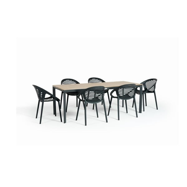 6-kohaline aia söögikomplekt musta tooliga Joanna ja lauaga Thor, 210 x 90 cm Thor & Joanna - Bonami Selection