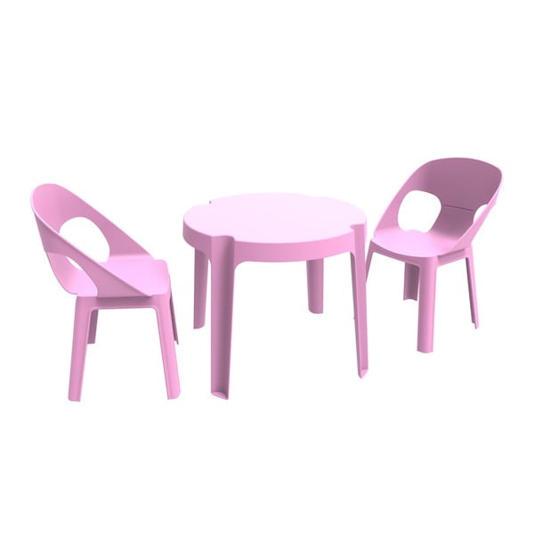 Růžový dětský zahradní set 1 stolu a 2 židliček Resol Julieta