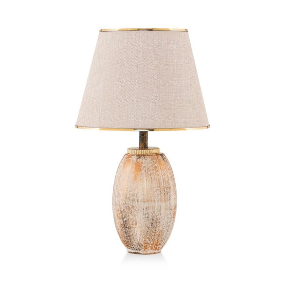 Kreem/kuldne lauavalgusti tekstiilist varjuga (kõrgus 50 cm) - Opviq lights