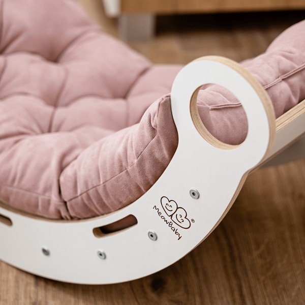 Valge männipuidust kiik 39x75x38 cm Montessori - Meowbaby-image-1