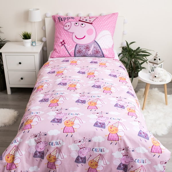 Roosa puuvillane voodipesu , 140 x 200 cm Peppa Pig - Jerry Fabrics-image-2