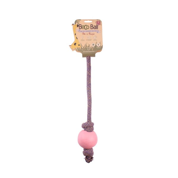 Provaz s míčkem na hraní Beco Rope 45 cm, růžový