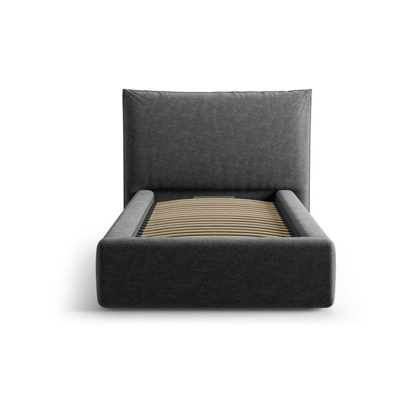Tumehall polsterdatud üheinimesevoodi koos panipaiga ja voodipõhjaga 90x200 cm Kaelle - Micadoni-image-3