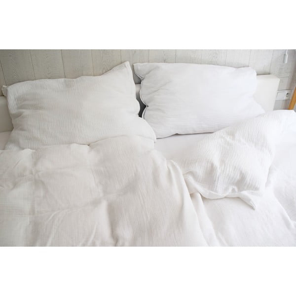 Valge musliinist voodipesu kaheinimesevoodile 200x200 cm Plain Muslin - Butter Kings