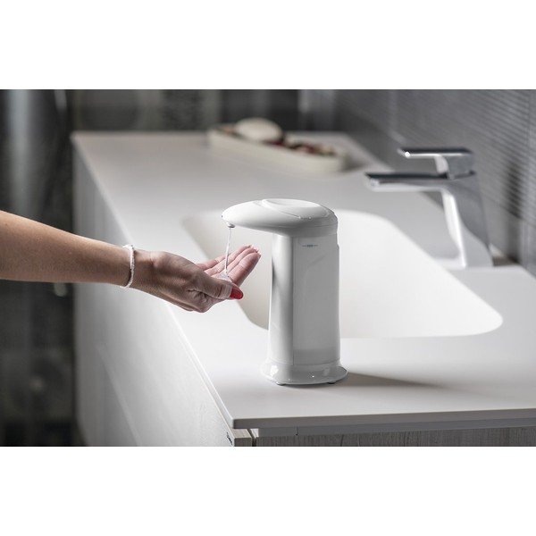 Valge plastikust puutevaba seebidosaator 350 ml Aqualine - Sapho-image-1