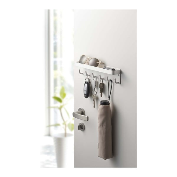 Valge seinale paigaldatav võtmehoidja koos riiuliga Smart - YAMAZAKI-image-1