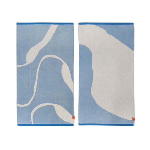 Valged ja sinised rätikud 2 tk komplektis orgaanilisest puuvillast 50x90 cm Nova Arte - Mette Ditmer Denmark