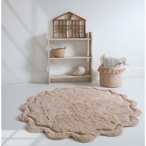 Heleroosa käsitsi kootud puuvillane ümmargune pestav vaip ø 110 cm Sweet April Nude - Nattiot-image-1