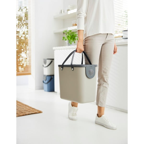 Helepruun taaskasutatud plastikust prügikast 25 l Albula - Rotho-image-1