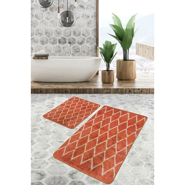 Terrakottapunased sametist vannitoamatid 2tk komplektis 60x100 cm - Mila Home-image-2