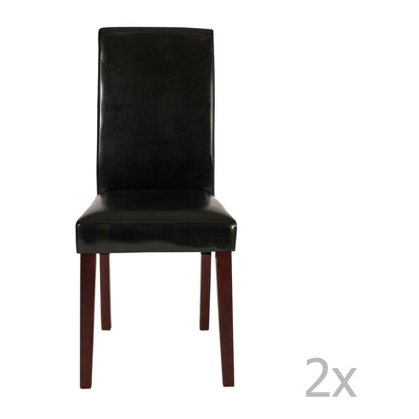 Sada 2 černých koženkových jídelních židlí SOB