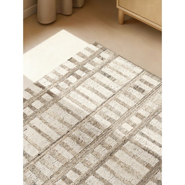 Kreemikas käsitsi kootud villane vaip 160x230 cm Boho 1.0 Linara - Vikosa-image-2