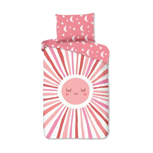 Roosa puuvillane laste voodipesu üheinimesevoodile 140x200 cm Sunny - Good Morning