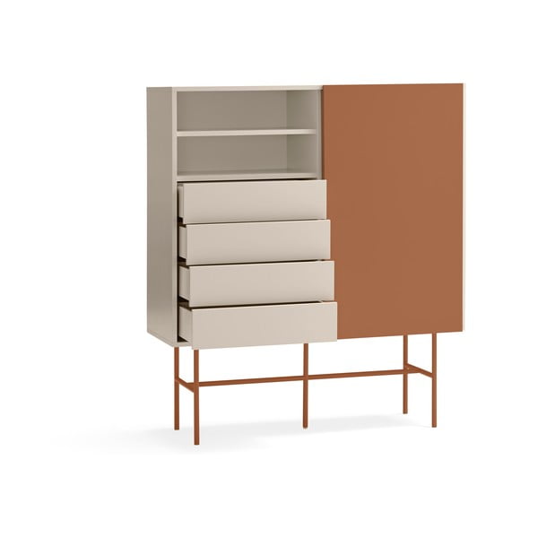 Tellisevärvi/beež kõrge lükandustega kummut 120x140 cm Nube - Teulat-image-4