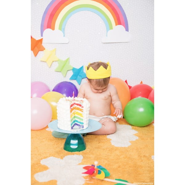 Sinepivärvi pestav käsitsi kootud puuvillane laste vaip 120x160 cm Clouds Mustard - Lorena Canals-image-3