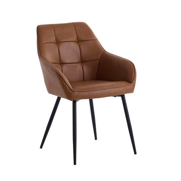 Pruunid käetugedega kunstnahast söögitoolid 2tk komplektis Nolan Square - Unique Furniture