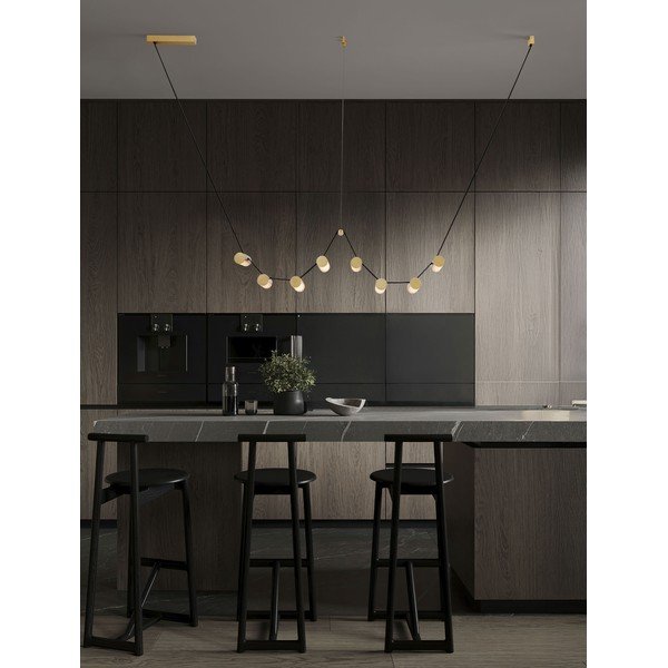 Alumiiniumist hämardatav LED-rippvalgusti messingivärvis klaasist varjundiga Luma - Nova Luce-image-1