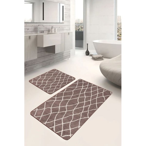 Pruunid sametist vannitoamatid 2tk komplektis 60x100 cm - Mila Home-image-1