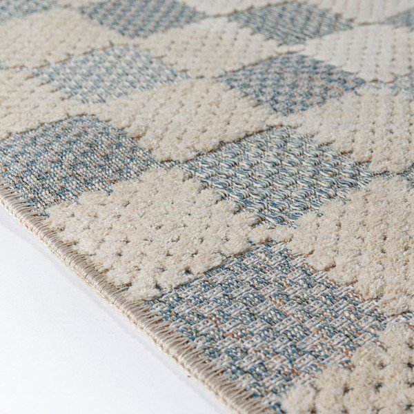 Sinine pestav puuvillasegu vaip 155x230 cm Muted Checkerboard - Flair Rugs-image-4