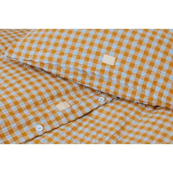 Kollane ja helesinine krepp voodipesu üheinimesevoodile 140x200 cm Bæk&Bølge - JUNA-image-3