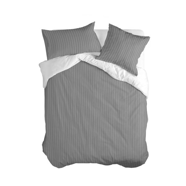 Valge-hall puuvillane voodikate üheinimesevoodile 140x200 cm Oxford - Happy Friday