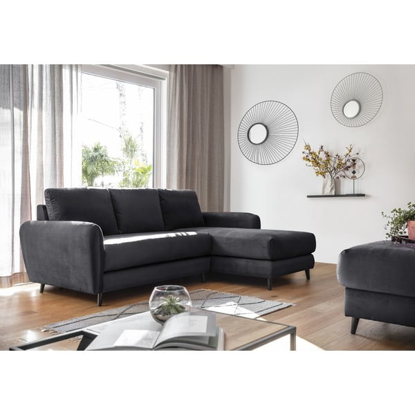 Tumehall sametist nurgadiivan koos jalatoega , paremas nurgas Cosy Claire - Miuform-image-2