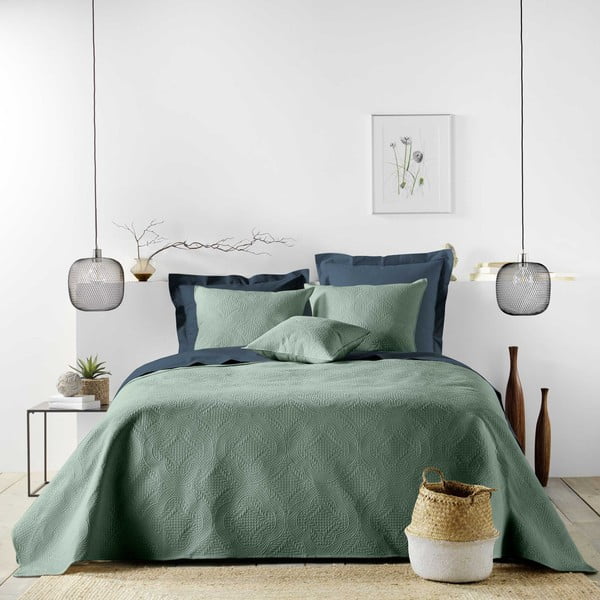 Roheline mikrokiust voodikate ja padjapüüri komplekt 220x240 cm Romane - douceur d'intérieur-image-1