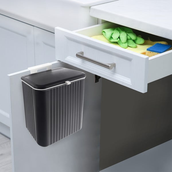 Must plastikust prügikast 13 l - Orion-image-1