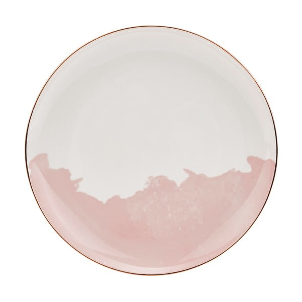 2 roosa ja valge portselanist magustoidutaldriku komplekt, ø 21 cm Rosie - Westwing Collection