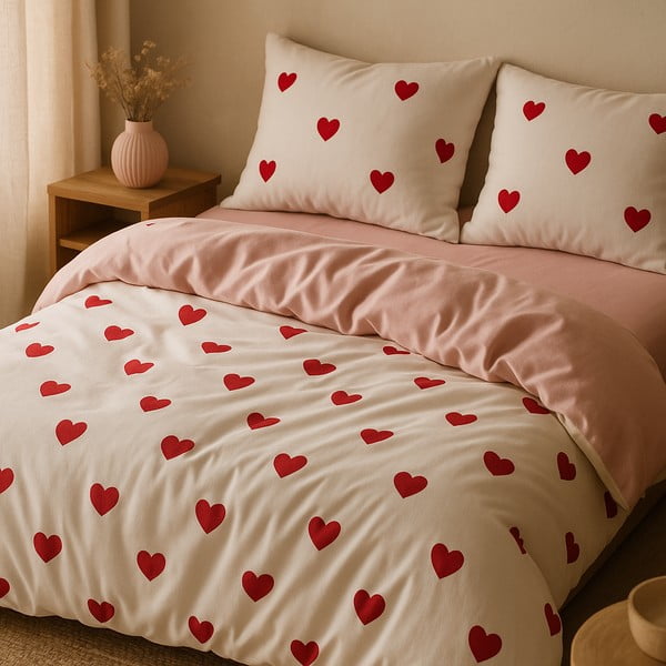 Roosa 4-osaline pikendatud voodipesukomplekt 200x220 cm Red Heart - Mila Home-image-1