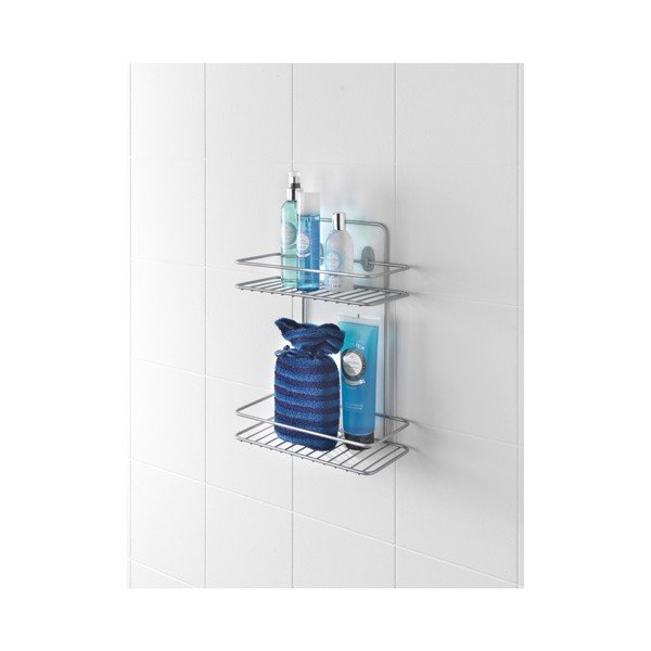 Seinale paigaldatud nurgas vannitoa riiul kahe põrandaga Ref - Metaltex-image-1