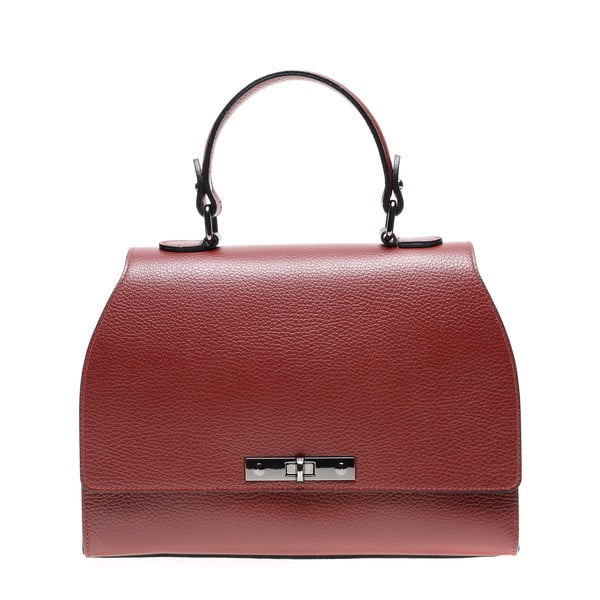 Červená kožená kabelka s popruhem Carla Ferreri