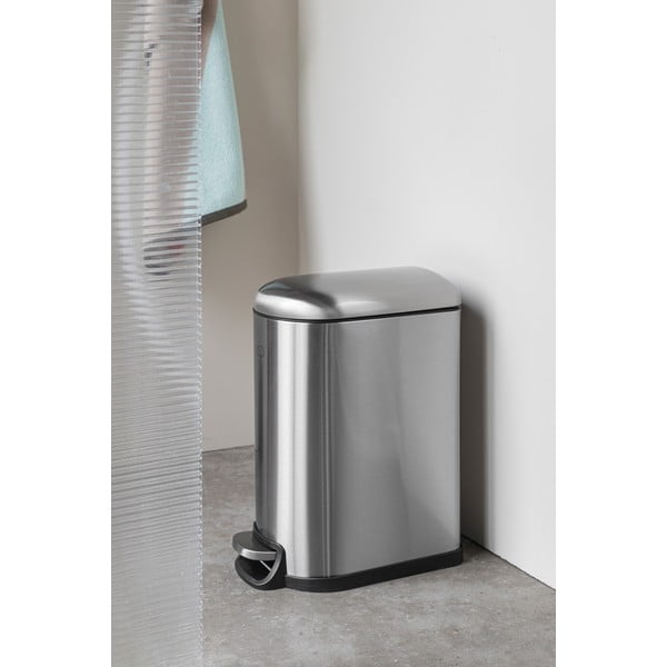 Hõbedane roostevabast terasest pedaaliga prügikast, 10l Wather - Mette Ditmer Denmark-image-1