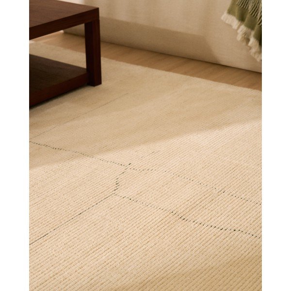 Kreemikas käsitsi kootud puuvillasegu vaip 230x160 cm Lisdan - Kave Home-image-1
